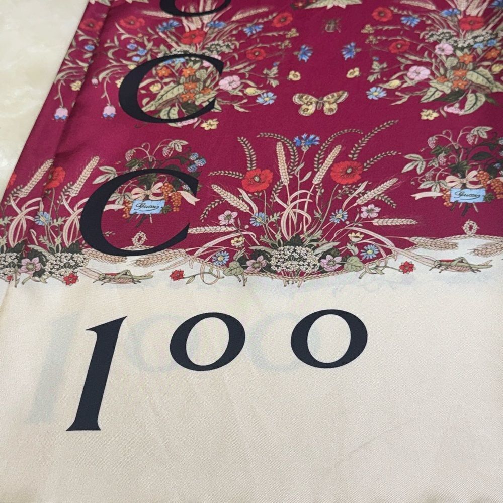 Gucci 100th Anniversary Large Floral Fringe Stole Scarf - Picture 4 of 10